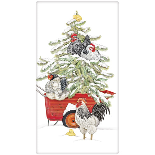 Winter Chicken Tree Bagged Towel