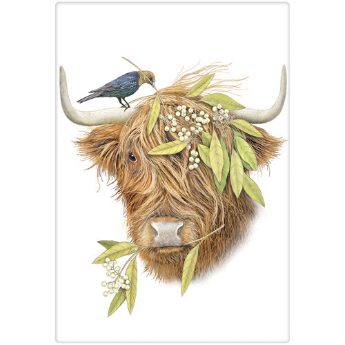 Winter Highland Cow Bagged Towel