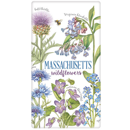 Massachusetts Flowers Bagged Towel