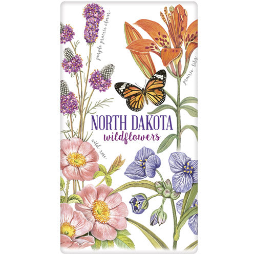 North Dakota Flowers Bagged Towel