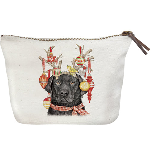 Lab Holiday Antlers Canvas Pouch