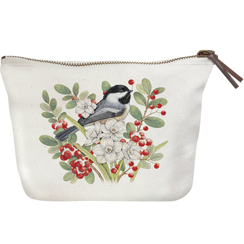 Chickadee Paperwhites Canvas Pouch