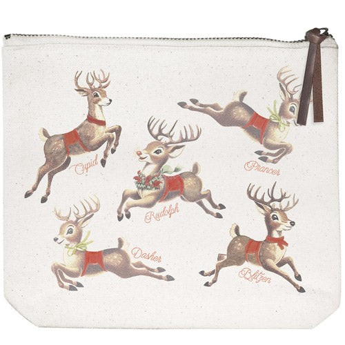 Retro Reindeer Canvas Pouch