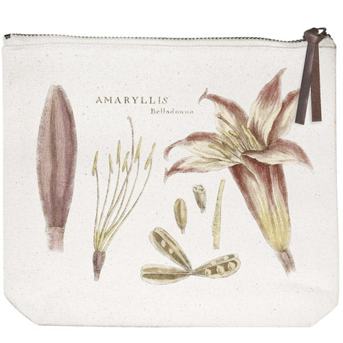 Botanical Amaryllis Canvas Pouch