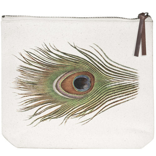 Peacock Feather Canvas Pouch