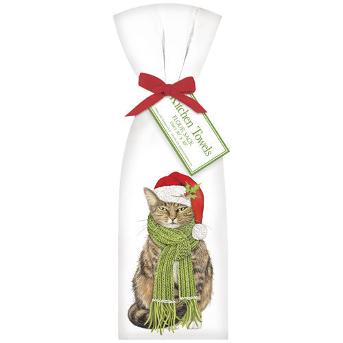 Green Scarf Cat Towel Set