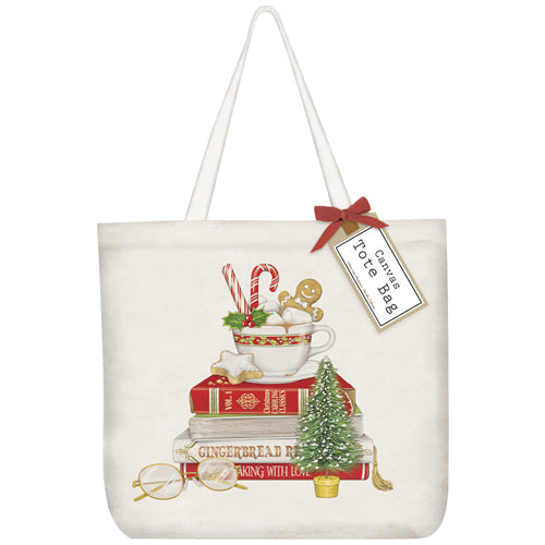 Gingerbread Book Stack Tote Bag