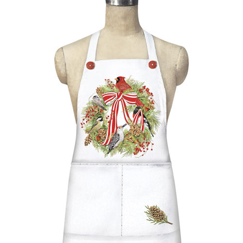 Winter Bird Wreath Apron