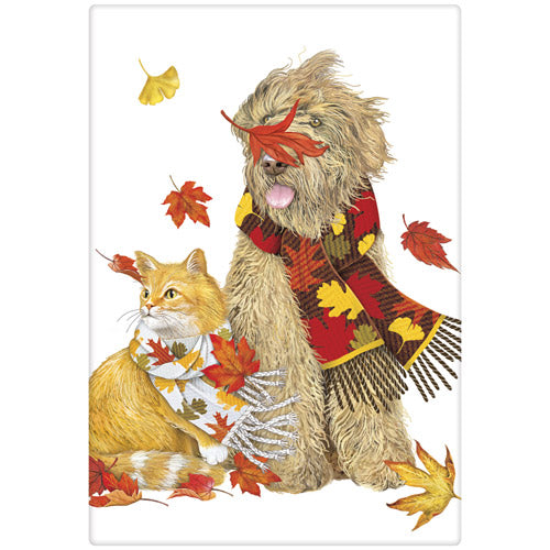 Fall Leaves Dog and Cat Bagged Towel