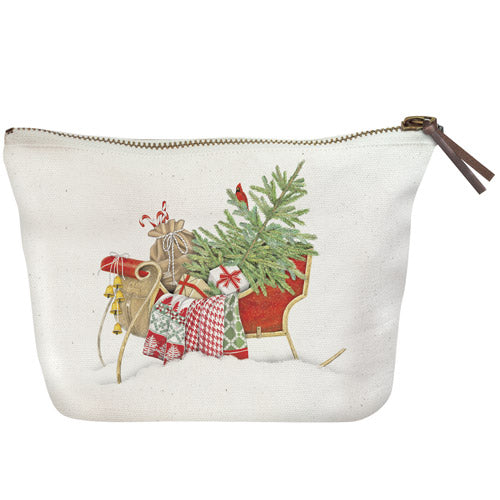 Snowy Sleigh Canvas Pouch