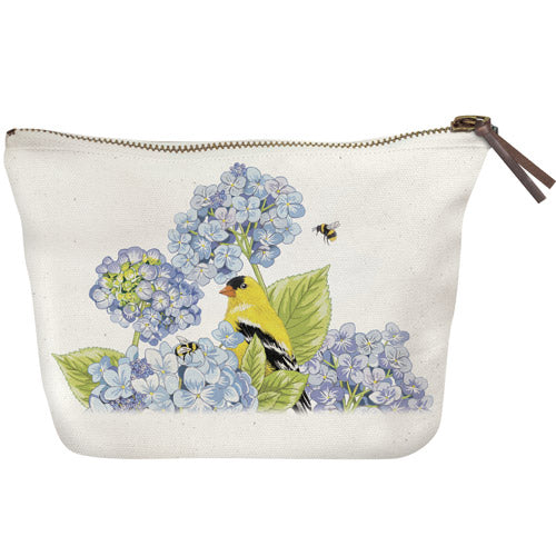 Hydrangea Finch Canvas Pouch