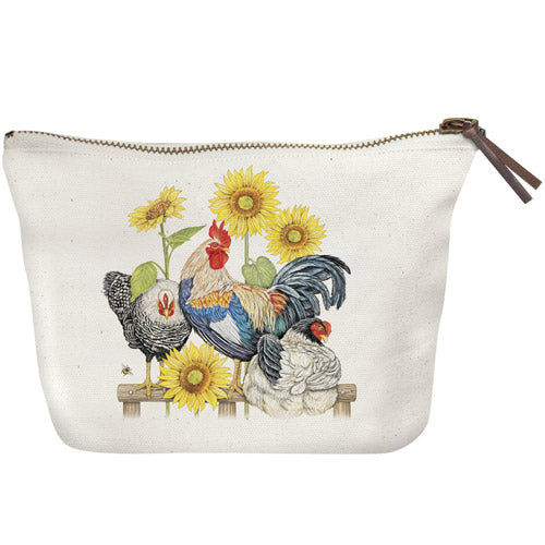 Fence Chickens Canvas Pouch