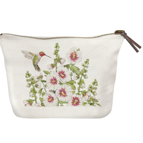 White Hollyhocks Canvas Pouch