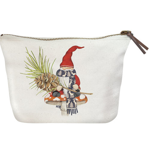 Gnome Pinecone Canvas Pouch