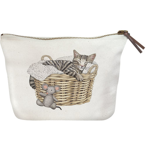 Tabby Cat Basket Canvas Pouch