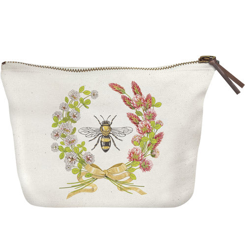 Bee Clover Wreath Canvas Pouch