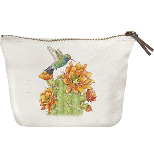 Hummingbird Cactus Canvas Pouch