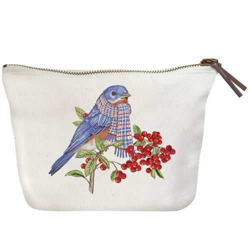 Winter Bluebird Canvas Pouch