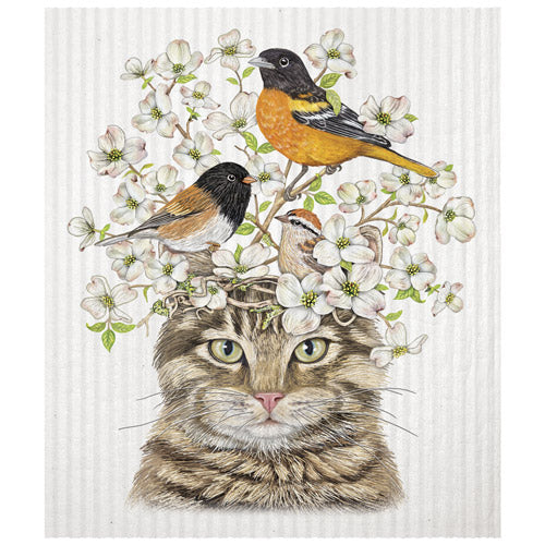 Cat Dogwood Blossoms Sponge Cloth