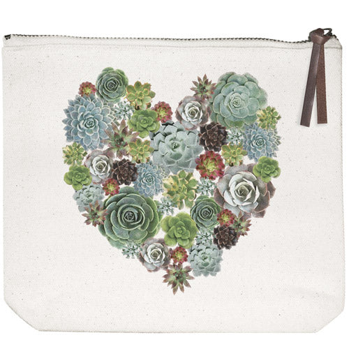 Succulent Heart Canvas Pouch