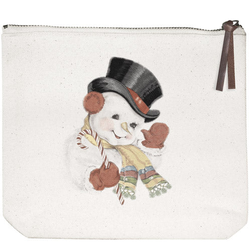 Candycane Snowman Canvas Pouch