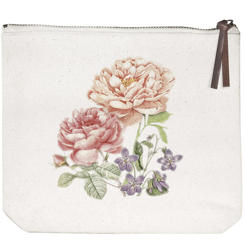 Peony Violet Canvas Pouch