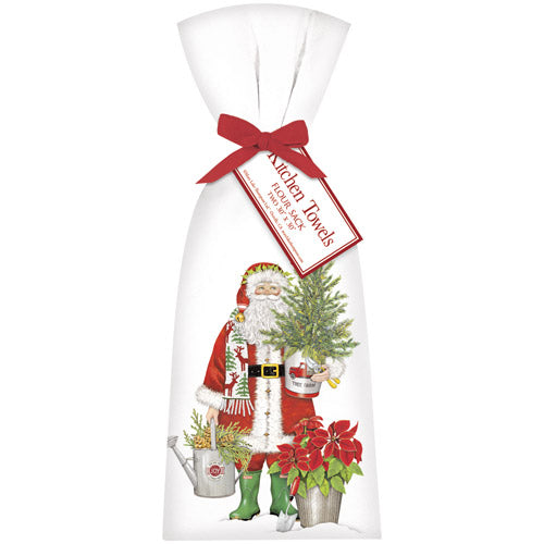 Santa Poinsettia Towel Set