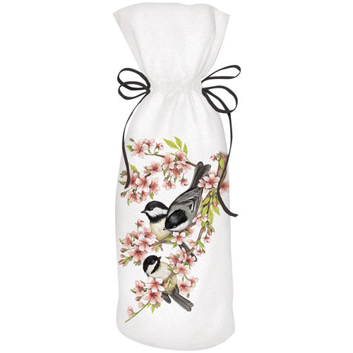 Chickadee Cherry Blossom Wine Bag