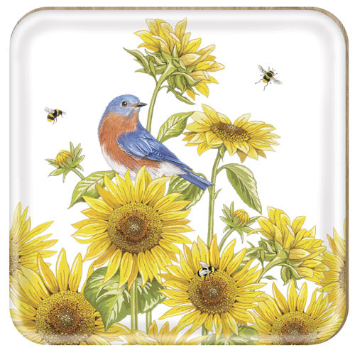 Sunflower Bluebird Wooden Tray