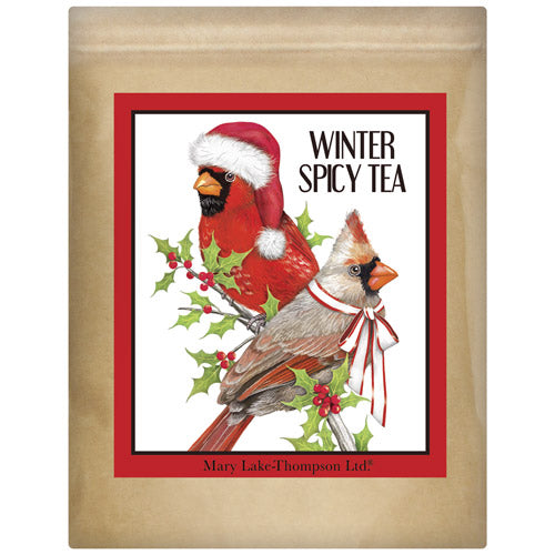 Cardinals On Holly Wrapped Tea