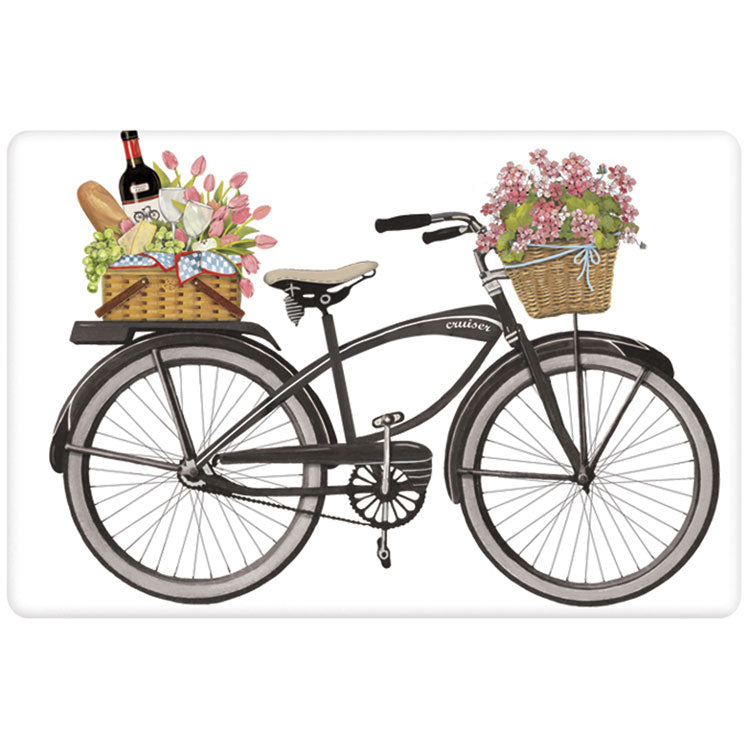 Black Bike Pink Flowers Bagged Towel