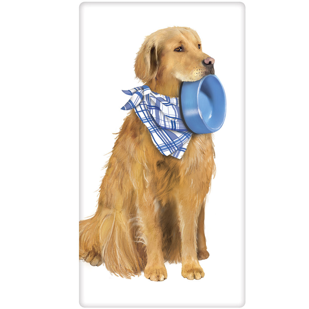 Dog Golden Bowl Bagged Towel