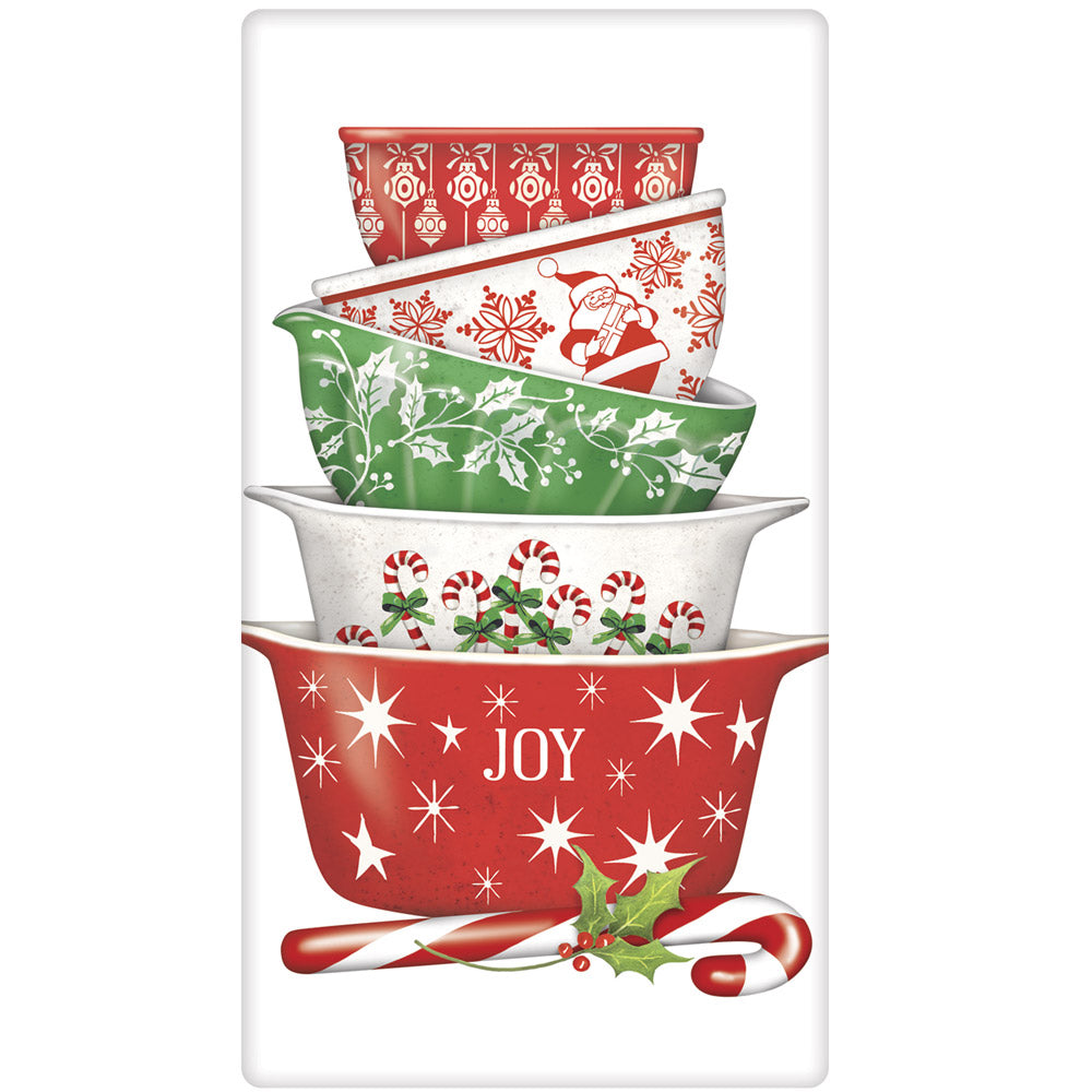 Holiday Vintage Bowls Bagged Towel