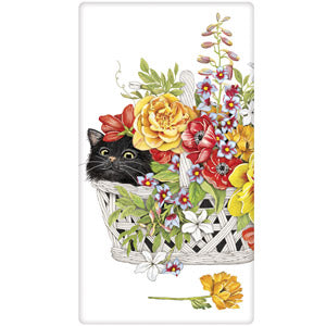 Cat Flower Basket Bagged Towel