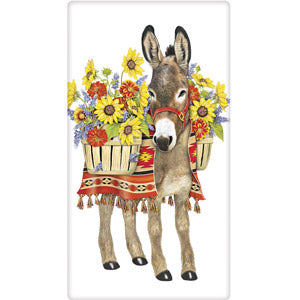 Donkey Sunflowers Bagged Towel