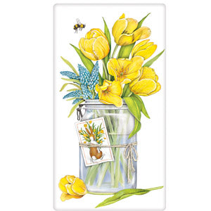 Yellow Tulip Jar Bagged Towel