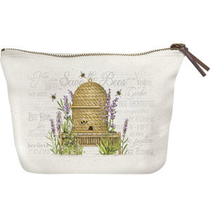 Lavender Beehive Canvas Pouch