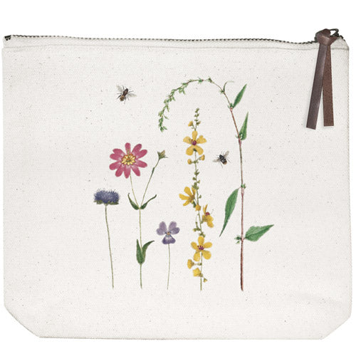 Bee Flowers Canvas Pouch