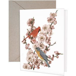 Pink Blossom Bird Greeting Card