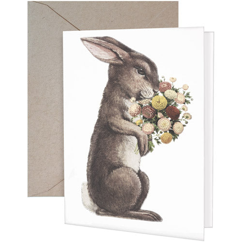 Rabbit Bouquet Greeting Card-Blank