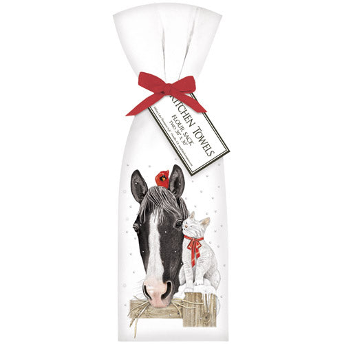 Horse And Cat Winter Towel Set