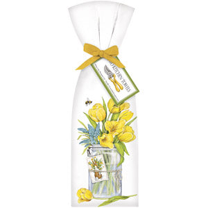 Yellow Tulip Jar Towel Set