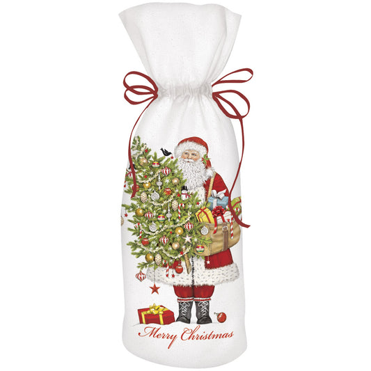 Santa Ornament Tree Wine Bag