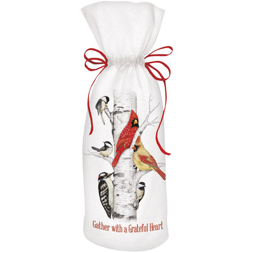 Birch Tree Birds Wine Bag